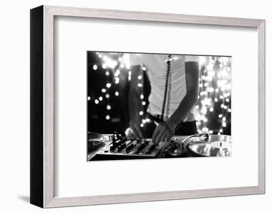 A Cool Male Dj on the Turntables-dubassy-Framed Photographic Print