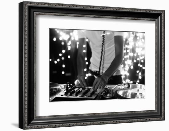 A Cool Male Dj on the Turntables-dubassy-Framed Photographic Print