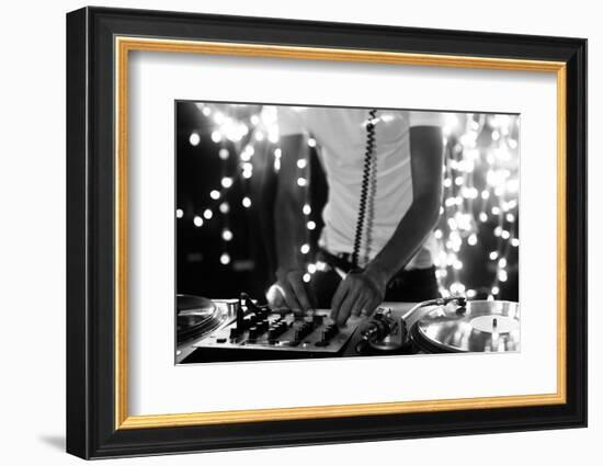 A Cool Male Dj on the Turntables-dubassy-Framed Photographic Print