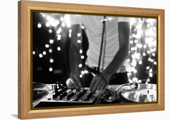 A Cool Male Dj on the Turntables-dubassy-Framed Premier Image Canvas