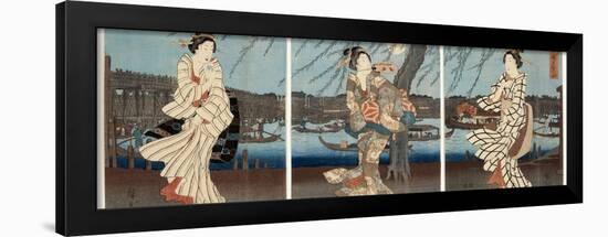 A Cool Summer Evening at Ryogoku, 1848-51-Utagawa Hiroshige-Framed Giclee Print