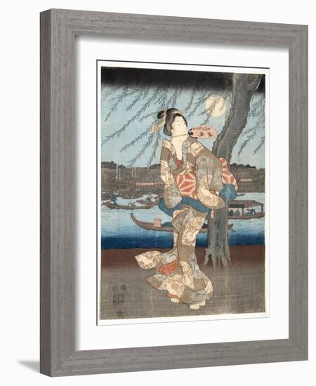 A Cool Summer Evening at Ryogoku, 1848-51-Utagawa Hiroshige-Framed Giclee Print