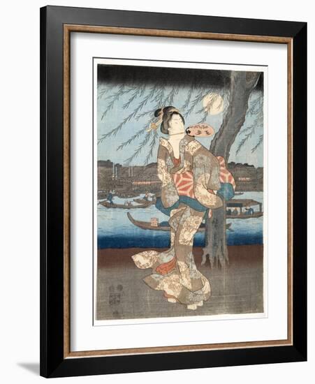 A Cool Summer Evening at Ryogoku, 1848-51-Utagawa Hiroshige-Framed Giclee Print