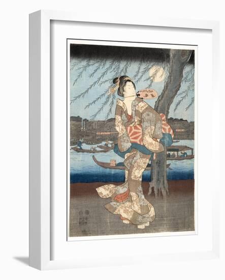 A Cool Summer Evening at Ryogoku, 1848-51-Utagawa Hiroshige-Framed Giclee Print