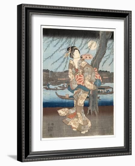 A Cool Summer Evening at Ryogoku, 1848-51-Utagawa Hiroshige-Framed Giclee Print