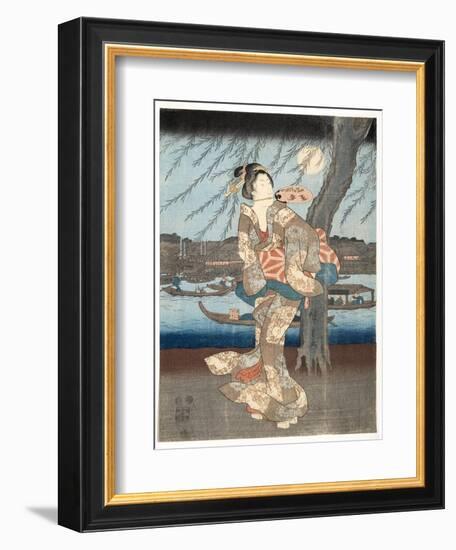 A Cool Summer Evening at Ryogoku, 1848-51-Utagawa Hiroshige-Framed Giclee Print