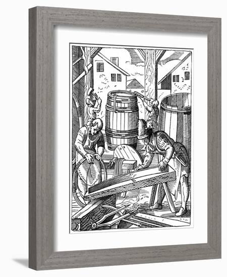 A Cooper's Workshop, 16th Century-Jost Amman-Framed Giclee Print