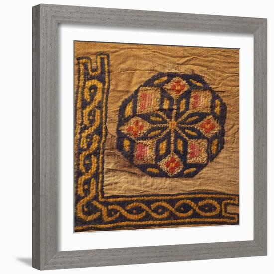 A Coptic Textile Fragment Containing a Medallion with a Corner Border-null-Framed Giclee Print