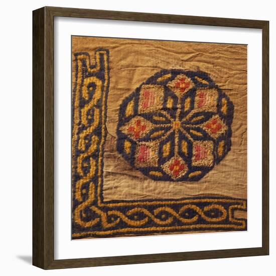 A Coptic Textile Fragment Containing a Medallion with a Corner Border-null-Framed Giclee Print