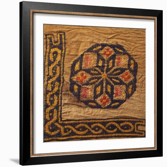 A Coptic Textile Fragment Containing a Medallion with a Corner Border-null-Framed Giclee Print