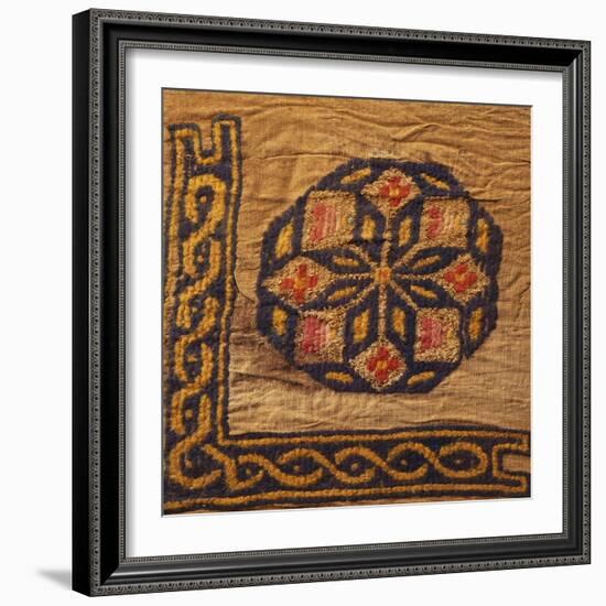 A Coptic Textile Fragment Containing a Medallion with a Corner Border-null-Framed Giclee Print