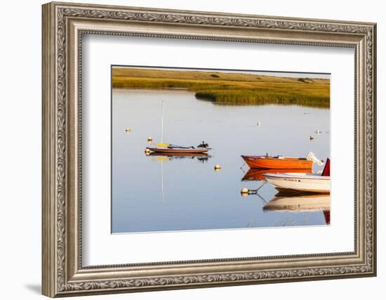 A Cormorant Opens its Wings on a Skiff in Pamet Harbor in Truro, Massachusetts-Jerry and Marcy Monkman-Framed Photographic Print