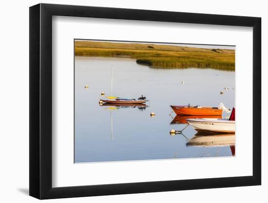 A Cormorant Opens its Wings on a Skiff in Pamet Harbor in Truro, Massachusetts-Jerry and Marcy Monkman-Framed Photographic Print