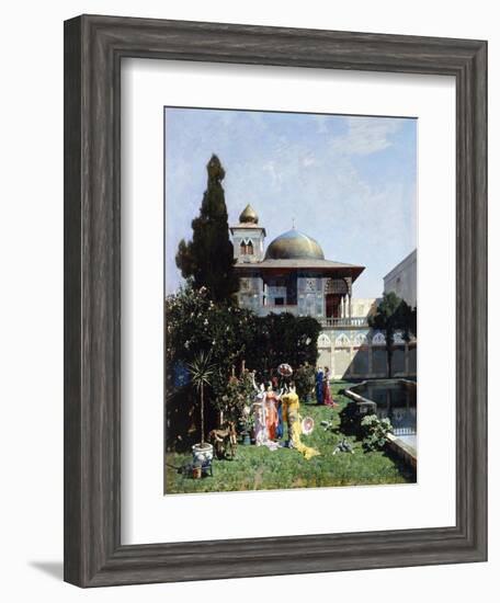 A Corner in the Garden of the Harem; Un Angolo De Giardino Dell'Harem, 1877-Alberto Pasini-Framed Giclee Print