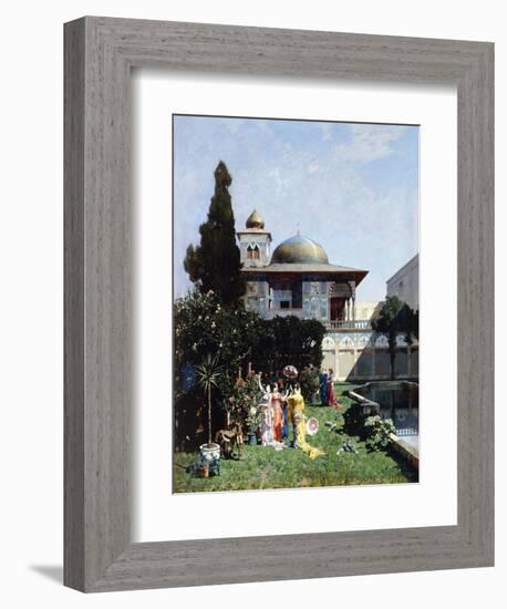 A Corner in the Garden of the Harem; Un Angolo De Giardino Dell'Harem, 1877-Alberto Pasini-Framed Giclee Print