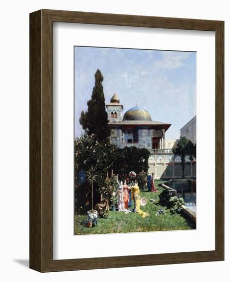 A Corner in the Garden of the Harem; Un Angolo De Giardino Dell'Harem, 1877-Alberto Pasini-Framed Giclee Print