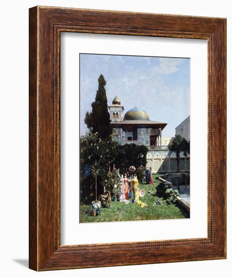 A Corner in the Garden of the Harem; Un Angolo De Giardino Dell'Harem, 1877-Alberto Pasini-Framed Giclee Print