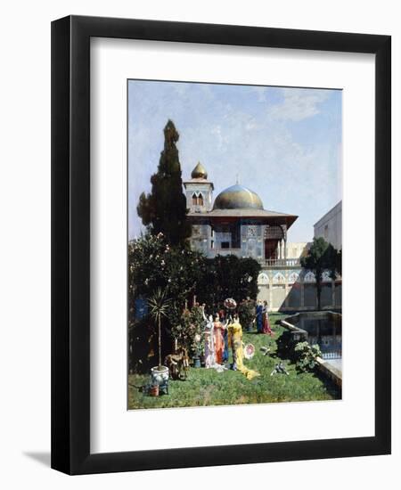 A Corner in the Garden of the Harem; Un Angolo De Giardino Dell'Harem, 1877-Alberto Pasini-Framed Giclee Print