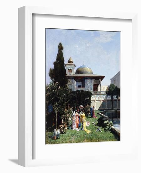 A Corner in the Garden of the Harem; Un Angolo De Giardino Dell'Harem, 1877-Alberto Pasini-Framed Giclee Print