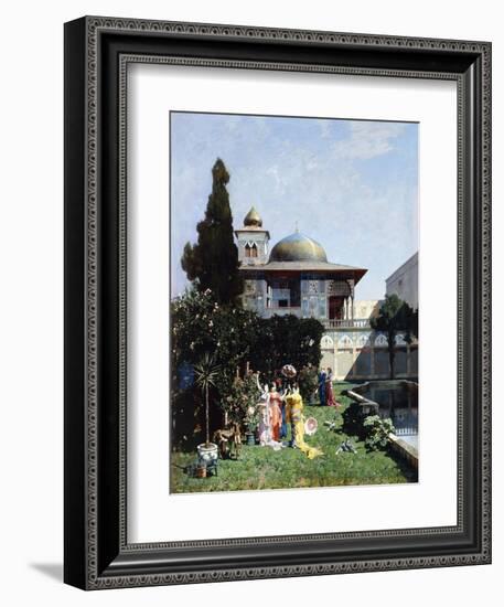 A Corner in the Garden of the Harem; Un Angolo De Giardino Dell'Harem, 1877-Alberto Pasini-Framed Giclee Print