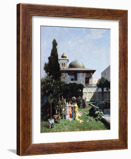 A Corner in the Garden of the Harem; Un Angolo De Giardino Dell'Harem, 1877-Alberto Pasini-Framed Giclee Print