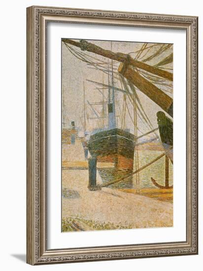 A Corner of the Harbor of Honfleur-Georges Seurat-Framed Art Print