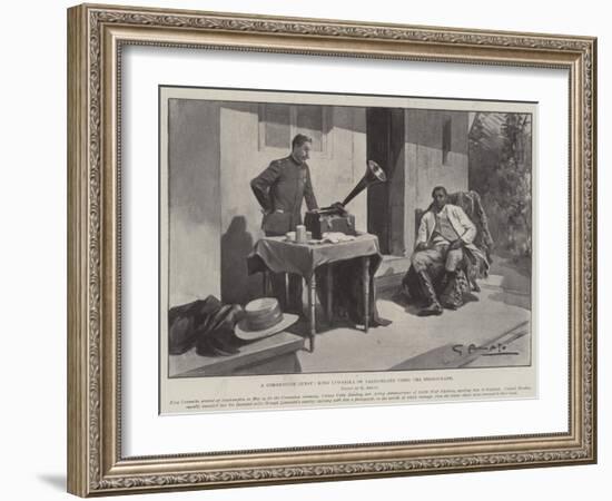 A Coronation Guest, King Lewanika of Barotseland Using the Phonograph-G.S. Amato-Framed Giclee Print