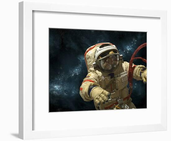 A Cosmonaut Against a Background of Stars-Stocktrek Images-Framed Photographic Print