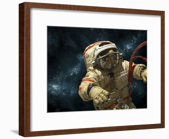 A Cosmonaut Against a Background of Stars-Stocktrek Images-Framed Photographic Print