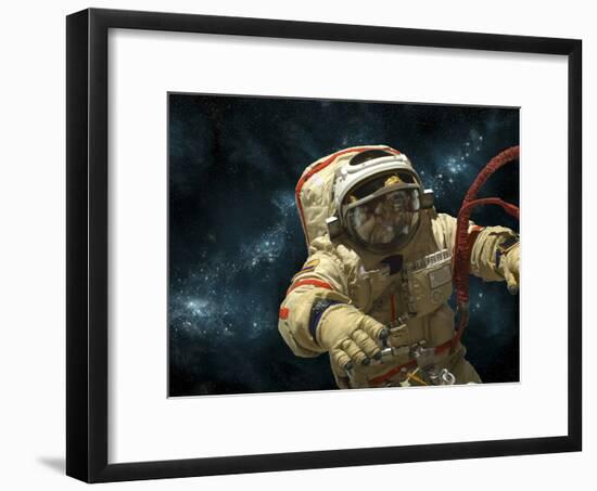 A Cosmonaut Against a Background of Stars-Stocktrek Images-Framed Photographic Print