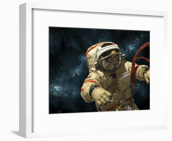 A Cosmonaut Against a Background of Stars-Stocktrek Images-Framed Photographic Print