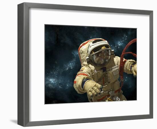 A Cosmonaut Against a Background of Stars-Stocktrek Images-Framed Photographic Print