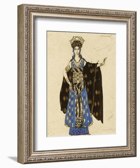 A Costume Design for 'Salome': Herodiade, (Pencil and Gouache, Heightened with Gold)-Leon Bakst-Framed Giclee Print