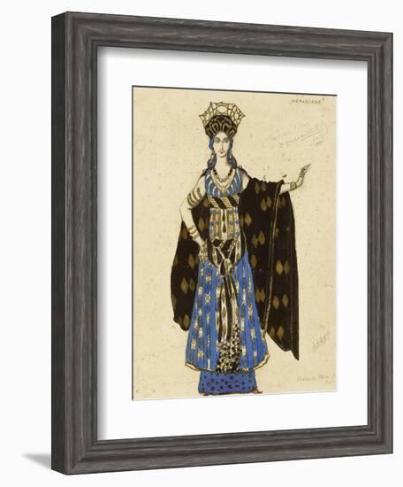 A Costume Design for 'Salome': Herodiade, (Pencil and Gouache, Heightened with Gold)-Leon Bakst-Framed Giclee Print