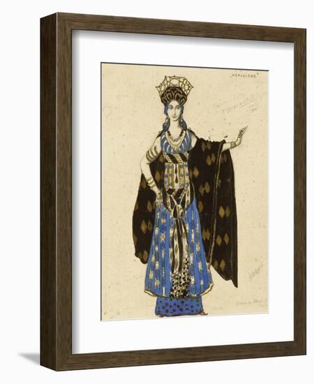 A Costume Design for 'Salome': Herodiade, (Pencil and Gouache, Heightened with Gold)-Leon Bakst-Framed Giclee Print