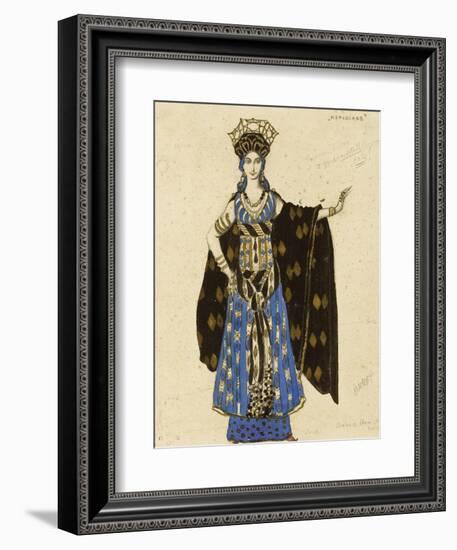 A Costume Design for 'Salome': Herodiade, (Pencil and Gouache, Heightened with Gold)-Leon Bakst-Framed Giclee Print