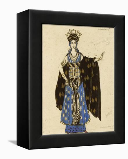 A Costume Design for 'Salome': Herodiade, (Pencil and Gouache, Heightened with Gold)-Leon Bakst-Framed Premier Image Canvas