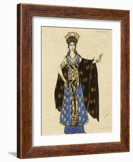 A Costume Design for 'Salome': Herodiade, (Pencil and Gouache, Heightened with Gold)-Leon Bakst-Framed Giclee Print