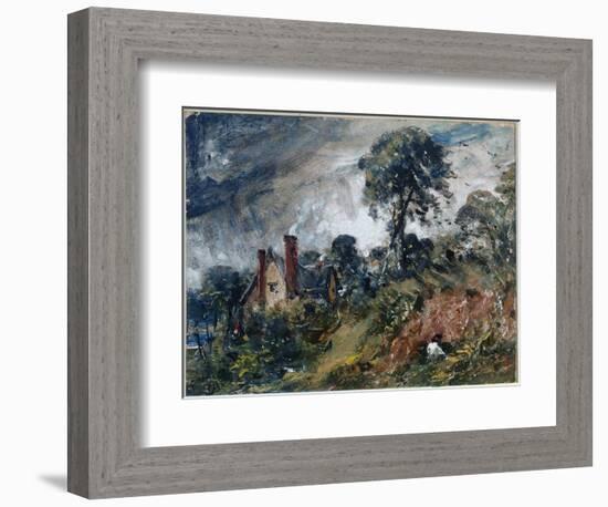 A Cottage among Trees, with a Sandbank (Oil on Canvas, 1836)-John Constable-Framed Giclee Print