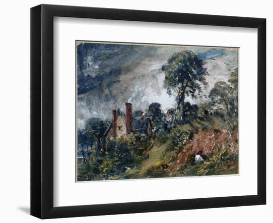 A Cottage among Trees, with a Sandbank (Oil on Canvas, 1836)-John Constable-Framed Giclee Print