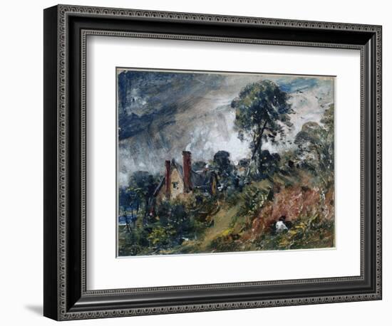 A Cottage among Trees, with a Sandbank (Oil on Canvas, 1836)-John Constable-Framed Giclee Print