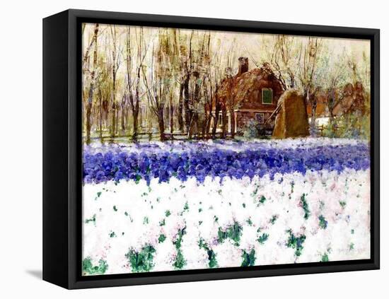 A Cottage and a Field of Hyacinths-George Hitchcock-Framed Premier Image Canvas