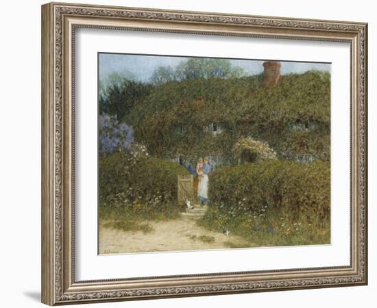 A Cottage at Freshwater, Isle of Wight (Watercolour and Bodycolour Heightened with Scratching Out)-Helen Allingham-Framed Giclee Print