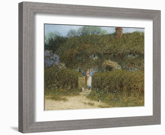 A Cottage at Freshwater, Isle of Wight (Watercolour and Bodycolour Heightened with Scratching Out)-Helen Allingham-Framed Giclee Print