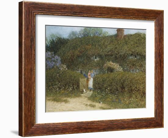 A Cottage at Freshwater, Isle of Wight (Watercolour and Bodycolour Heightened with Scratching Out)-Helen Allingham-Framed Giclee Print