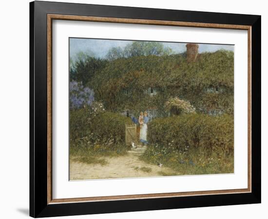 A Cottage at Freshwater, Isle of Wight (Watercolour and Bodycolour Heightened with Scratching Out)-Helen Allingham-Framed Giclee Print