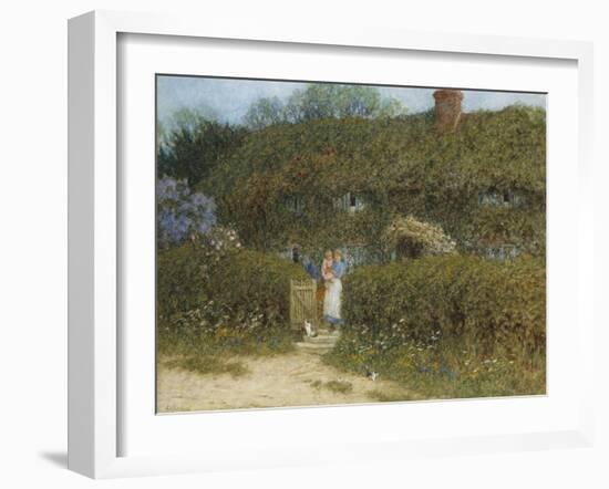 A Cottage at Freshwater, Isle of Wight (Watercolour and Bodycolour Heightened with Scratching Out)-Helen Allingham-Framed Giclee Print