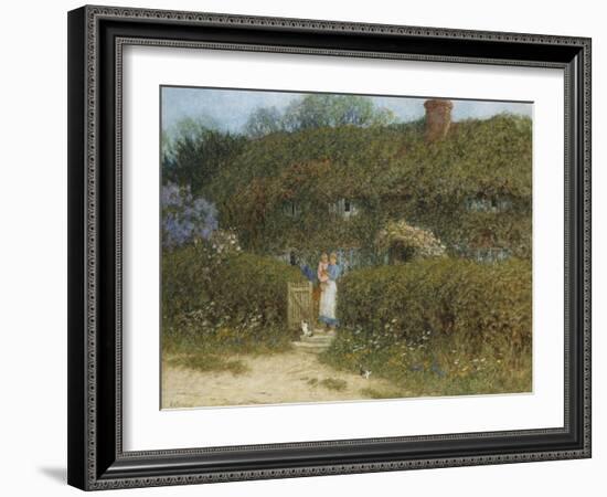 A Cottage at Freshwater, Isle of Wight (Watercolour and Bodycolour Heightened with Scratching Out)-Helen Allingham-Framed Giclee Print