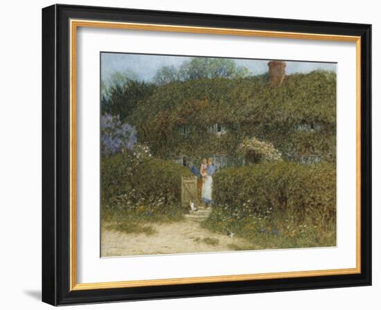 A Cottage at Freshwater, Isle of Wight (Watercolour and Bodycolour Heightened with Scratching Out)-Helen Allingham-Framed Giclee Print