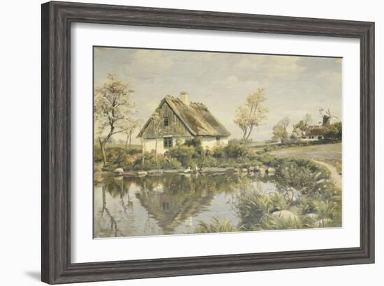 A Cottage by a Pond-Peder Mork Monsted-Framed Giclee Print